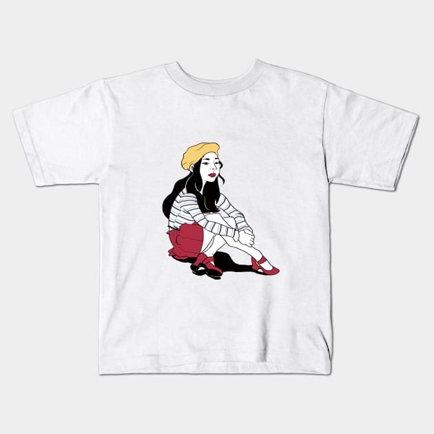 Girl in Red Shoes Kids T-Shirt by This_n_That